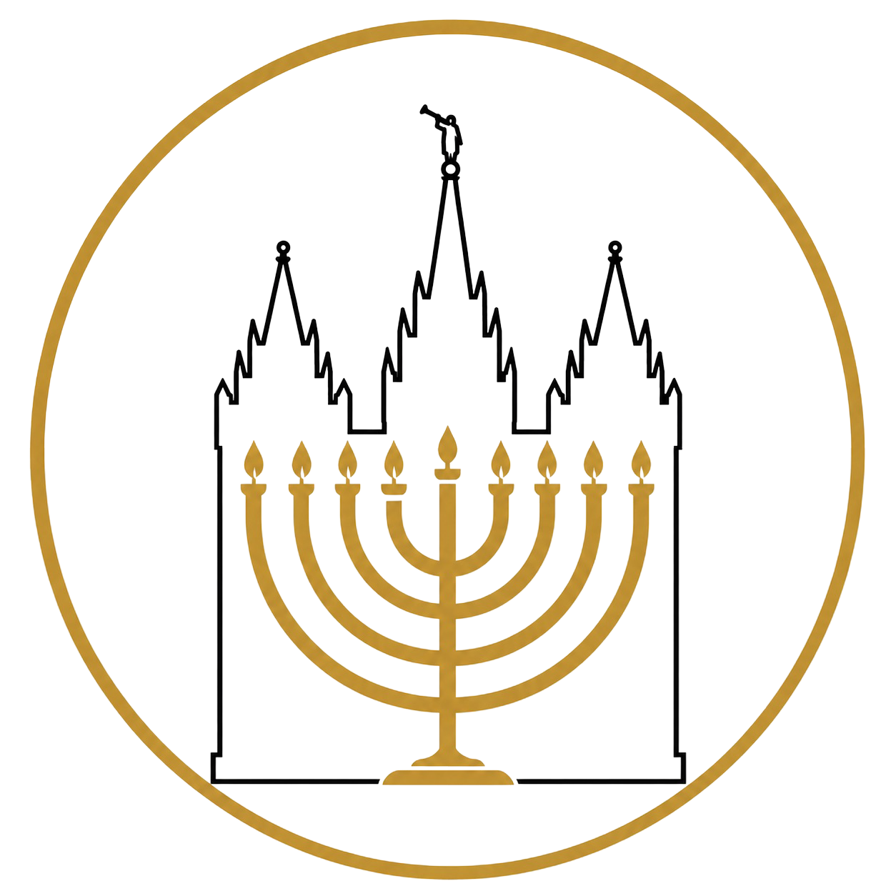 Torah Restoration logo &mdash; temple and menorah